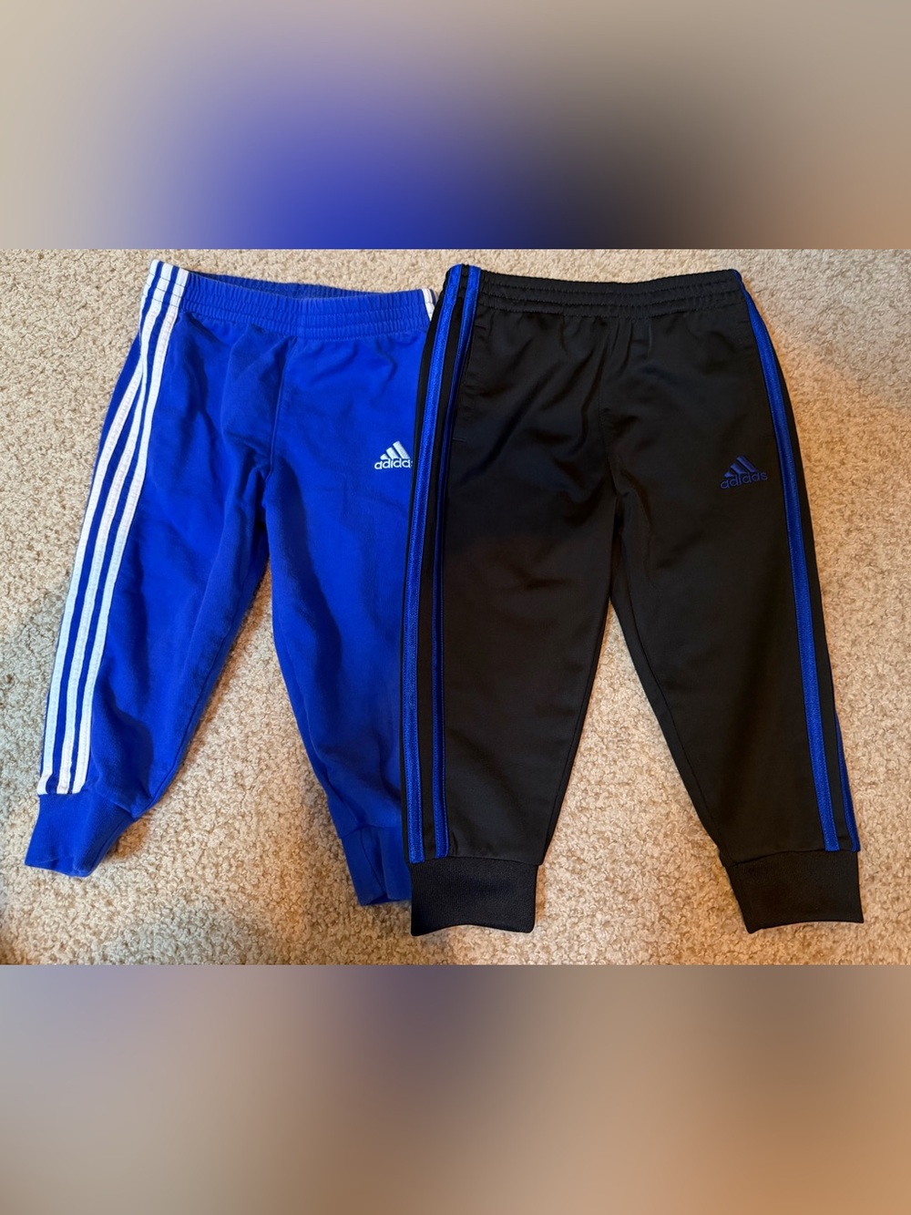 adidas Kids Blue & Black Joggers with Side Stripe